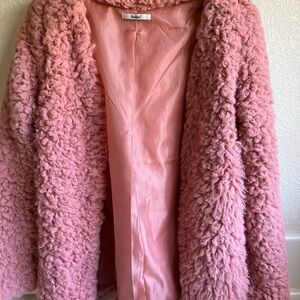 Papaya Blush Faux Fur Jacket